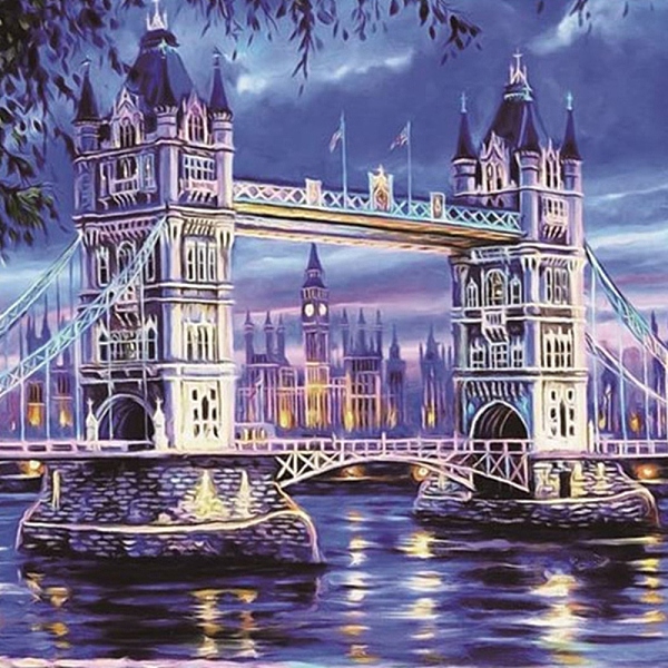 

PandaHall DIY Rectangle Tower Bridge Diamond Painting Kits, Including Canvas, Resin Rhinestones, Diamond Sticky Pen, Tray Plate and Glue..., Multicolor