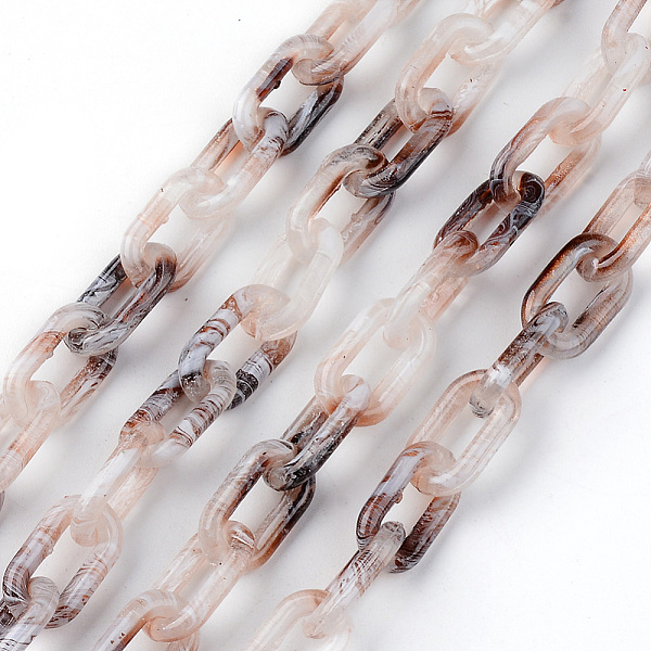 

PandaHall Two Tone Spray Painted Handmade Transparent Acrylic Cable Chains, Oval, for Purse Strap Bag Chain, Sienna, Link: 14x8x2.5mm..., Brown