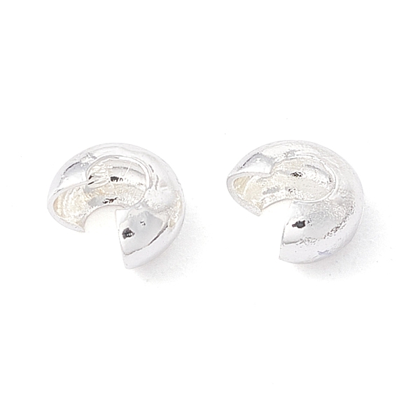 

PandaHall Brass Crimp Beads Covers, Cadmium Free & Lead Free, Silver, 4x3.5x2mm, Hole: 2mm Brass
