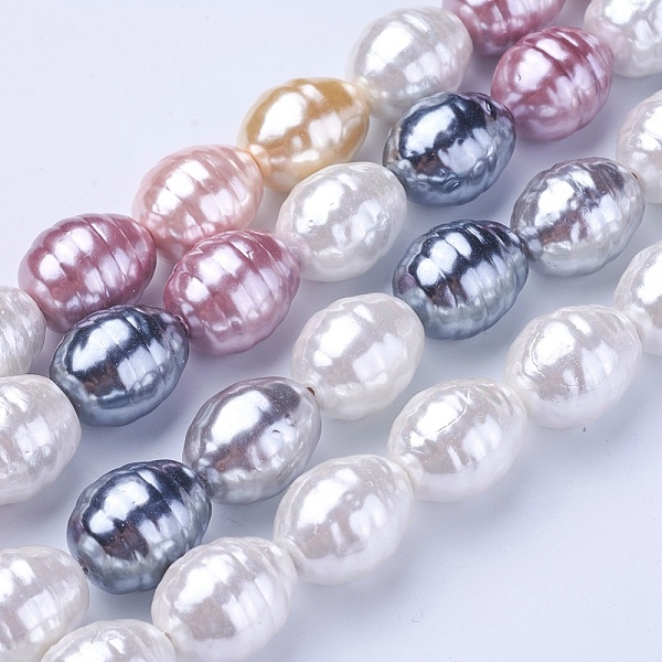

PandaHall Shell Pearl Beads Strands, Oval with Screw Thread, Mixed Color, 16.5~17.5x13~13.5mm, Hole: 1mm, about 24pcs/strand, 15.74..., Multicolor