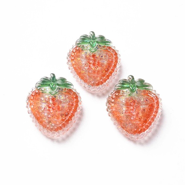 

PandaHall Transparent Epoxy Resin Cabochons, with Paillette, Strawberry, Coral, 22.5x19x7mm Epoxy Resin Fruit Red