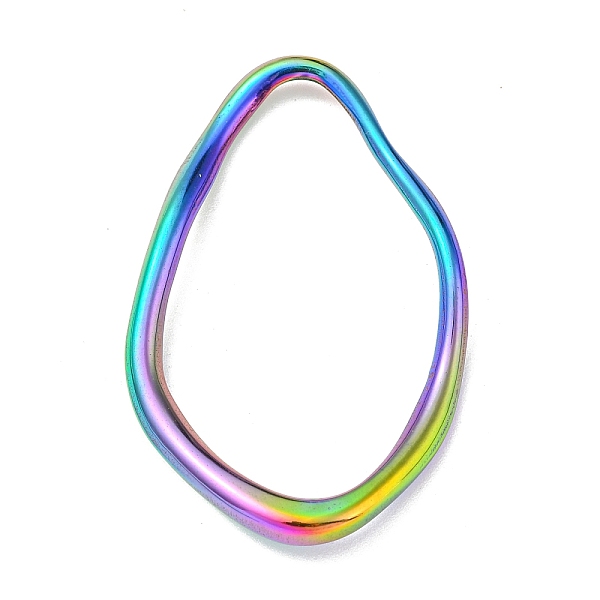 

PandaHall Ion Plating(IP) 304 Stainless Steel Linking Rings, Irregular Oval, Rainbow Color, 46x29.5x5.5mm, Inner Diameter: 40x23mm 304...
