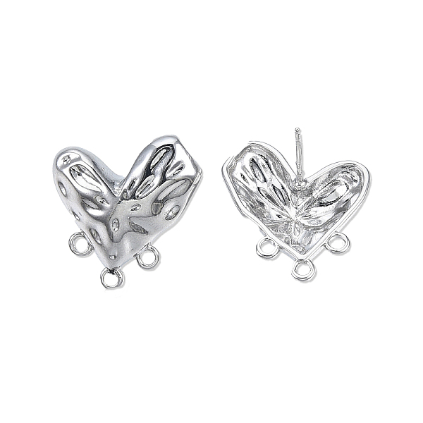 

PandaHall Brass Heart Stud Earring Findings, with Horizontal Loops, Cadmium Free & Nickel Free & Lead Free, Real Platinum Plated, 29x23mm...
