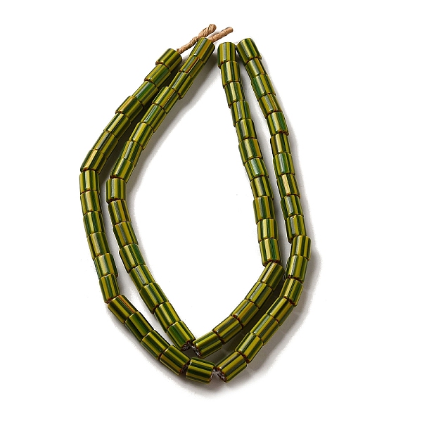 

PandaHall Handmade Nepalese Lampwork Beads, Column with Stripe, Yellow Green, 6~14x5~8mm, Hole: 1.4~3mm, about 52~78pcs/strand...