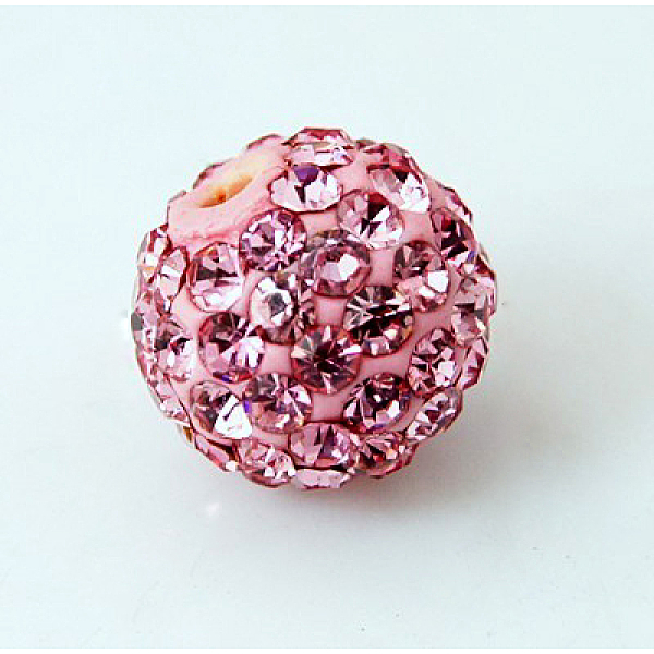 

PandaHall Polymer Clay Rhinestone Beads, Pave Disco Ball Beads, Grade A, Half Drilled, Round, Light Rose, PP9(1.5.~1.6mm), 6mm, Hole: 1.2mm..., Pink