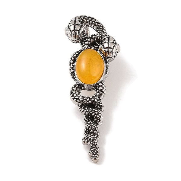 

PandaHall Natural Topaz Jade Pendants, with Alloy Findings, Antique Silver, 61.5x20x8mm, Hole: 9.5x7mm Topaz Jade Snake