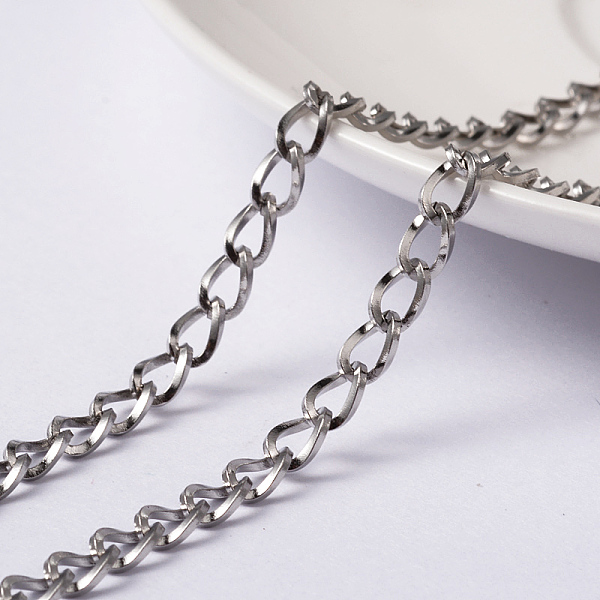 

PandaHall 304 Stainless Steel Twisted Chain Curb Chains, Unwelded, with Spool, Stainless Steel Color, 6x4x0.8mm, about 32.8 Feet(10m)/roll...