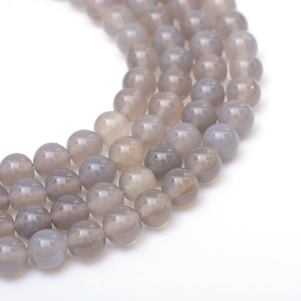 

PandaHall Round Natural Grey Agate Bead Strands, Grade A, 8~9mm, Hole: 1mm, about 47pcs/strand, 14.76~14.96 inch(37.5~38cm) Grey Agate Round