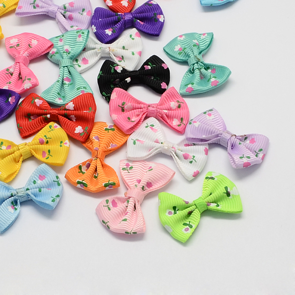 PandaHall Handmade Woven Costume Accessories, Grosgrain Bowknot, Mixed Color, 23x35x6mm, about 500pcs/bag Ribbon Bowknot Multicolor