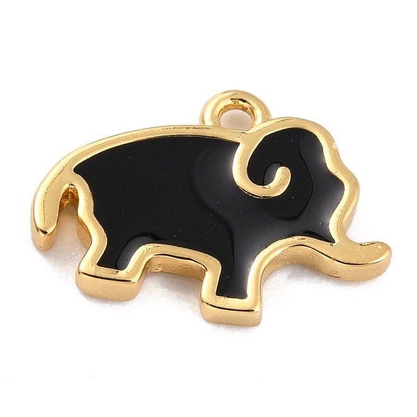 

PandaHall Golden Brass Enamel Pendants, Long-Lasting Plated, Elephant, Black, 9.5x13x1.5mm, Hole: 1.2mm Brass+Enamel Elephant Black