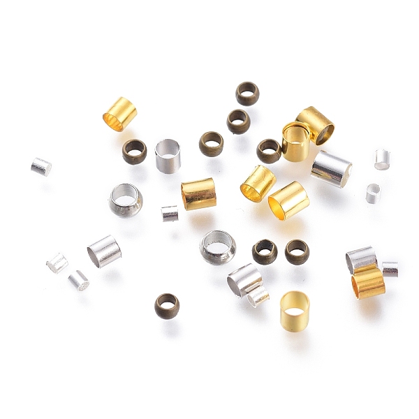 

PandaHall Brass Crimp Beads, Rondelle & Column, Mixed Color, 1.5~3x1.5~3mm, Hole: 1~2.5mm Brass Rondelle