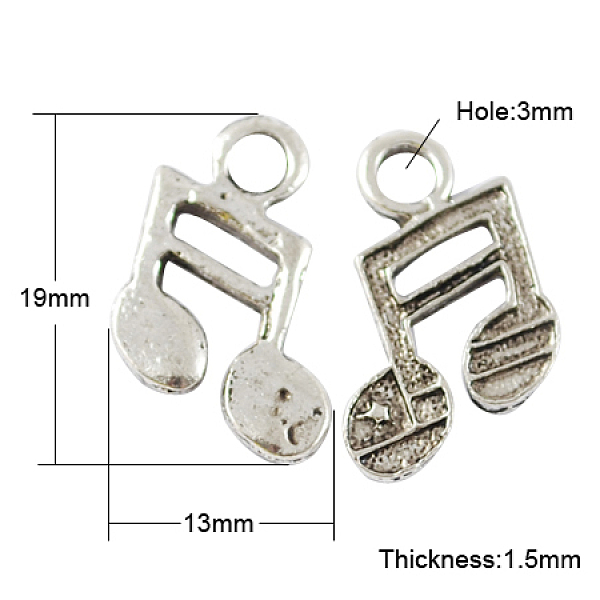 

PandaHall Tibetan Style Alloy Pendants, Cadmium Free & Nickel Free & Lead Free, Musical Note, Antique Silver, 19x13x1.5mm, Hole: 3mm Alloy...