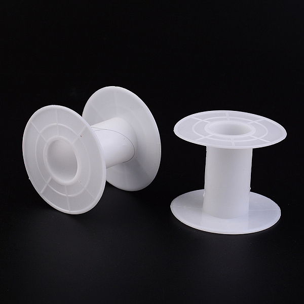 PandaHall Plastic Spools, Wheel, White, 55x46mm, Hole: 21mm, Bobbin: 24mm Plastic White