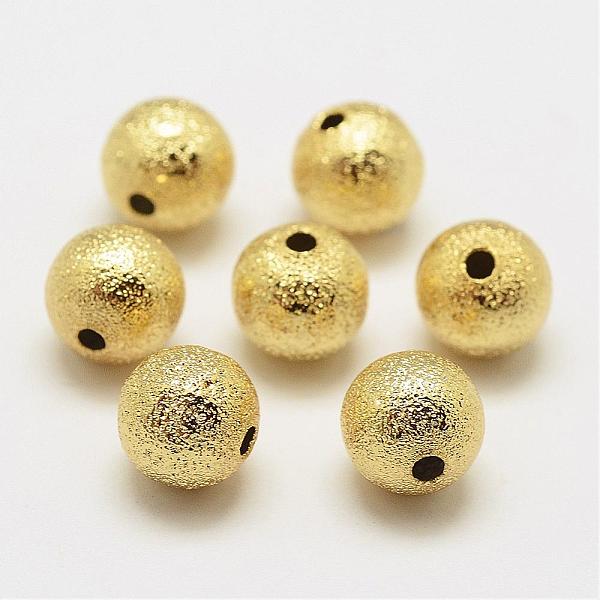 

PandaHall Brass Textured Beads, Round, Cadmium Free & Nickel Free & Lead Free, Real 18K Gold Plated, 8x7.8mm, Hole: 2mm Brass Round