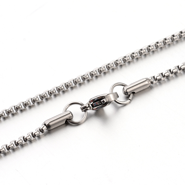 

PandaHall 304 Stainless Steel Box Chain Necklaces, Stainless Steel Color, 19.7 inch(50cm), 2mm 304 Stainless Steel