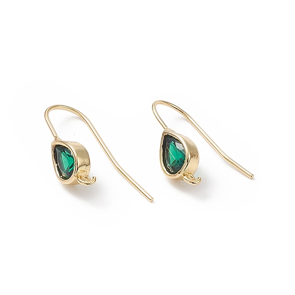 

PandaHall Real 18K Gold Plated Brass Earring Hooks, with Cubic Zirconia and Vertical Loops, Teardrop, Cadmium Free & Nickel Free & Lead Free..., Green