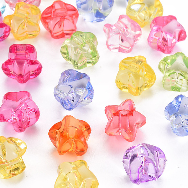 

PandaHall 1-Hole Transparent Acrylic Buttons, Star, Mixed Color, 13.5x14x11.5mm, Hole: 3mm, about 467pcs/500g Acrylic Star Multicolor