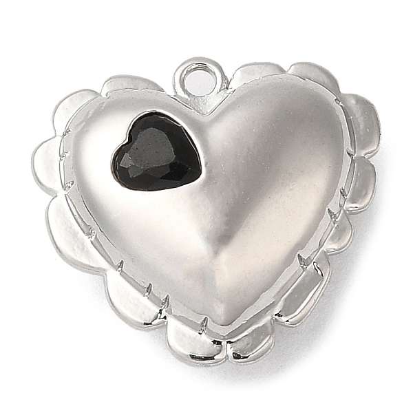 

PandaHall Brass Pendants, with Glass, Nickel Free, Heart Charms, Real Platinum Plated, Black, 15.5x16.5x6.5mm, Hole: 1.2mm Brass+Glass Heart...