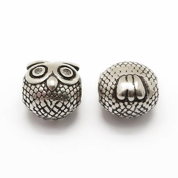 PandaHall Brass Micro Pave Grade AAA Cubic Zirconia Beads, Cadmium Free & Nickel Free & Lead Free, Owl, Clear, Thailand Sterling Silver...