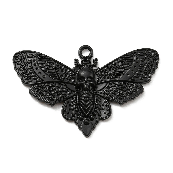 

PandaHall Alloy Pendants, Moth with Skull, Electrophoresis Black, 27x42x3mm, Hole: 2mm Alloy Insects