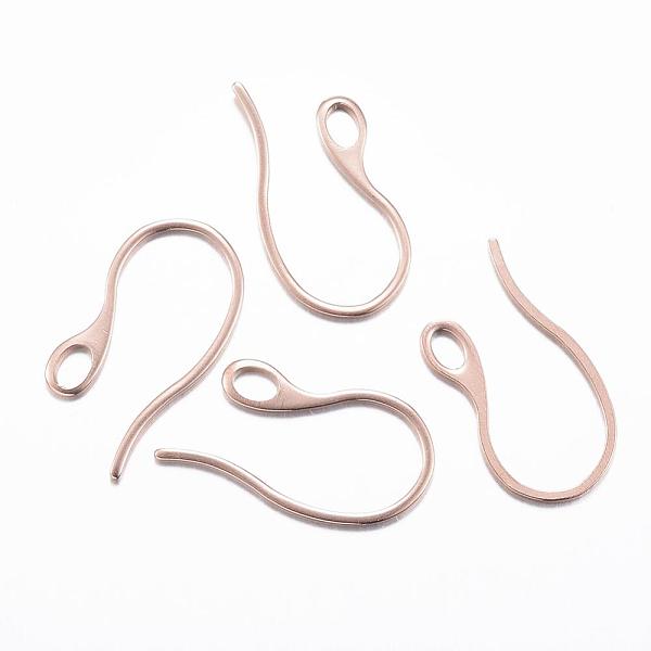 

PandaHall Ion Plating(IP) 304 Stainless Steel Earring Hooks, Ear Wire, with Horizontal Loop, Rose Gold, 22x11.5x1mm, 18 Gauge, Hole...