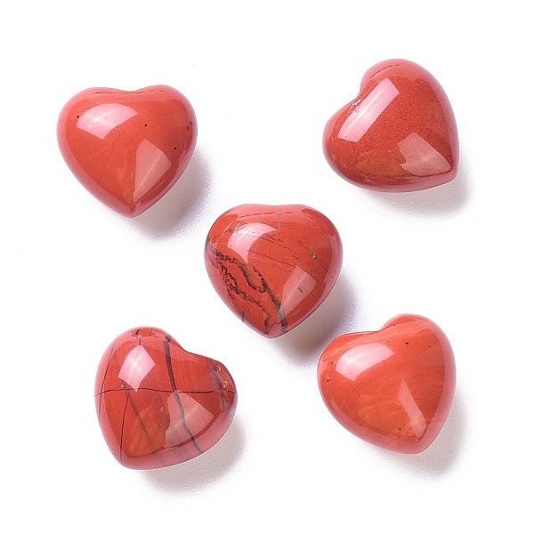 PandaHall Natural Red Jasper Heart Love Stone, Pocket Palm Stone for Reiki Balancing, 15x15x9.5mm Red Jasper Heart