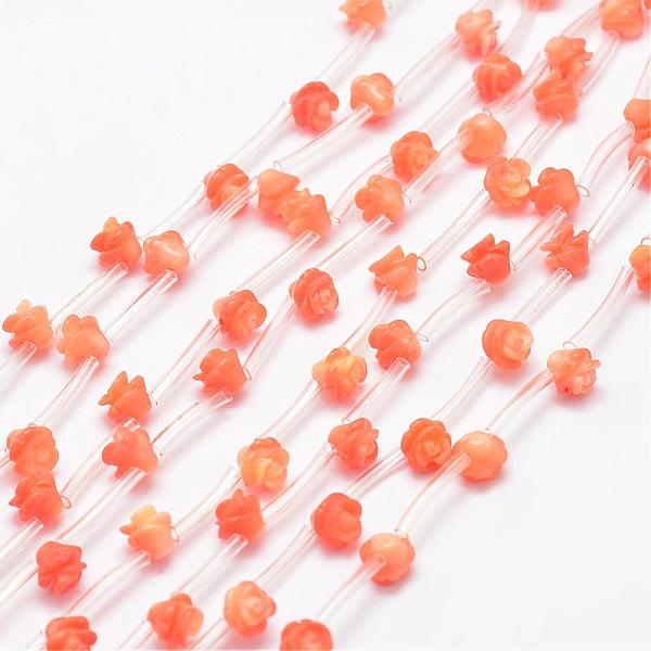 

PandaHall Natural Red Aventurine Beads, Rose, 8x6~7mm, Hole: 1mm Red Aventurine Flower