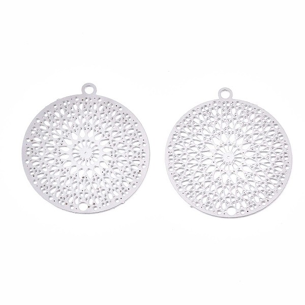 

PandaHall 201 Stainless Steel Filigree Pendants, Etched Metal Embellishments, Kaleidoscope Pattern, Stainless Steel Color, 22x20x0.3mm, Hole...
