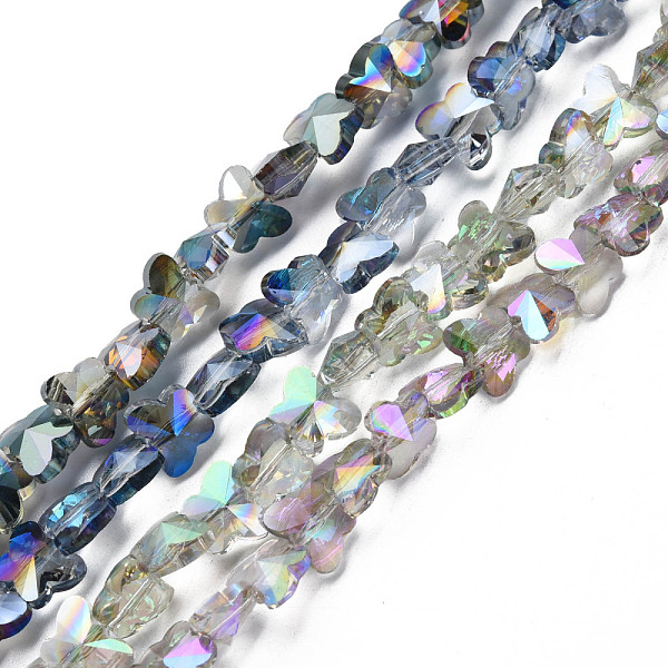 

PandaHall Electroplate Transparent Glass Beads Strands, Faceted, AB Color Plated, Butterfly, Mixed Color, 8x10x6mm, Hole: 1mm, about..., Multicolor