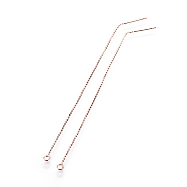 

PandaHall Brass Stud Earring Findings, with Loop, Bead Chains, Ear Thread, Rose Gold, 104x1mm, Hole: 1.8mm, Pin: 0.8mm Brass Others