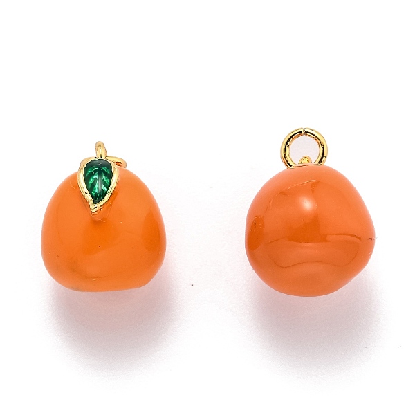 

PandaHall Brass Enamel Charms, with Jump Ring, Long-Lasting Plated, Real 18K Gold Plated, Orange, Coral, 13x12x10.5mm, Hole: 2.8mm..., Red