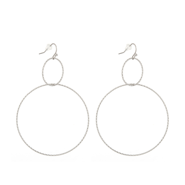 

PandaHall 304 Stainless Steel Dangle Earrings, with Plastic Ear Nuts, Textured, Ring, Stainless Steel Color, 75mm, Pin: 0.6mm 304 Stainless...