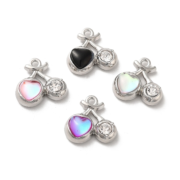 

PandaHall Alloy Pendant, with Glass, Platinum, Lead Free & Cadmium Free, Cherry Charm, Mixed Color, 14x15x5mm, Hole: 1.5mm Alloy+Glass..., Multicolor