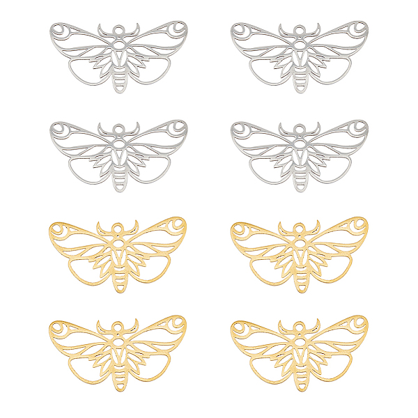 

PandaHall DICOSMETIC 8Pcs 2 Colors 201 Stainless Steel Pendants, Laser Cut, Butterfly, Golden & Stainless Steel Color, 18x32.5x1mm, Hole...