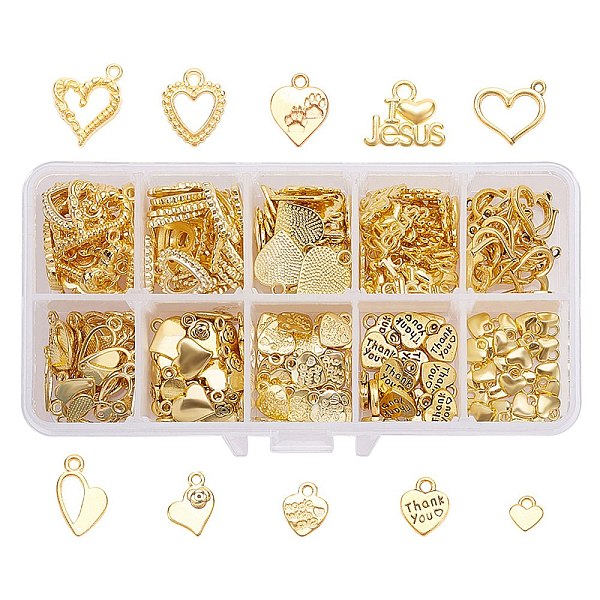 

PandaHall Tibetan Style Alloy Charms & Pendants, Heart, Golden & Antique Golden, 13.5x7x3cm, 150pcs/box Alloy Heart