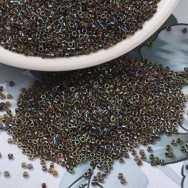 

PandaHall MIYUKI Delica Beads, Cylinder, Japanese Seed Beads, 11/0, (DB1740) Dark Amethyst Lined Chartreuse AB, 1.3x1.6mm, Hole: 0.8mm..., Purple