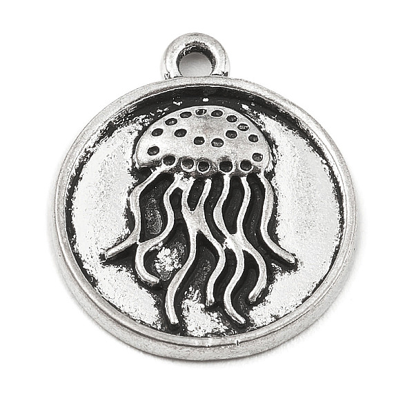 

PandaHall DIY Alloy Pendants, Flat Round with Ocean Series, Jellyfish, 20x17x2mm, Hole: 1.8mm Alloy Jellyfish