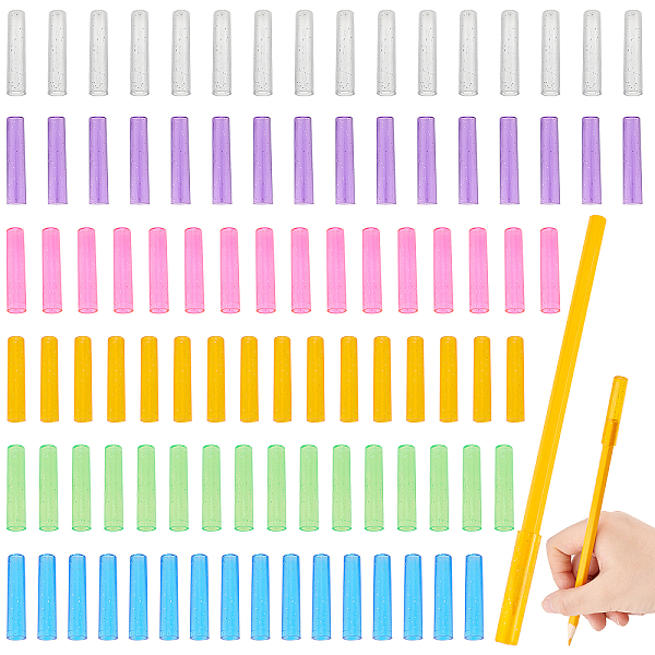 PandaHall FINGERINSPIRE 96Pcs 6 Colors Plastic Pencil Cap (1.8x0.4 inch, Inner Diameter 0.3inch) Colorful Pencil Tip Protector Cover General...