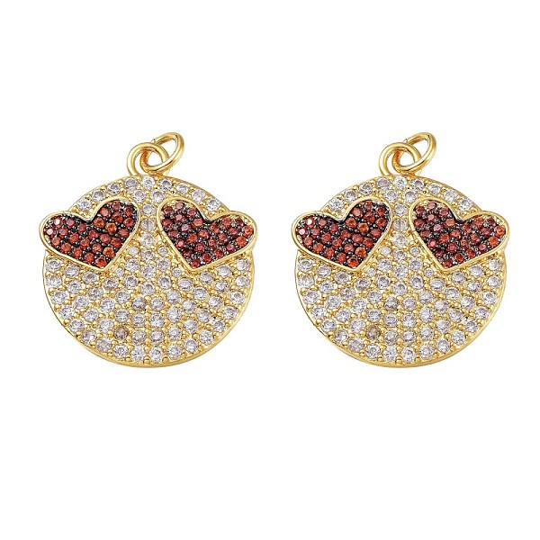 

PandaHall Brass Micro Pave Red & Clear Cubic Zirconia Pendants, with Jump Rings, Long-Lasting Plated, Lead Free & Cadmium Free, Flat Round...