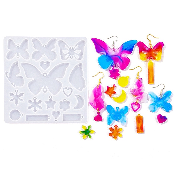 

PandaHall DIY Silhouette Silicone Pendant Molds, Decoration Making, Resin Casting Molds, For UV Resin, Epoxy Resin Jewelry Making, Butterfly..., White