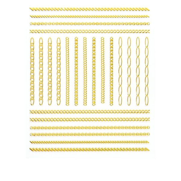 

PandaHall 3D Nail Art Stickers Decals, Gold Stamping, Self-adhesive, for Nail Tips Decorations, Chain Pattern, 90x77mm, Package Size...