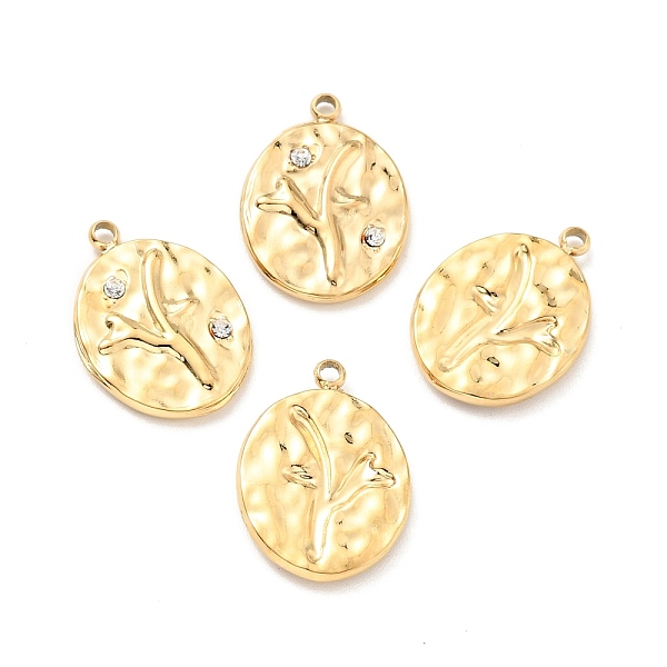 

PandaHall Ion Plating(IP) 304 Stainless Steel with Clear Cubic Zirconias, Oval with Antler, Golden, 18x13x2mm, Hole: 1.5mm Stainless...