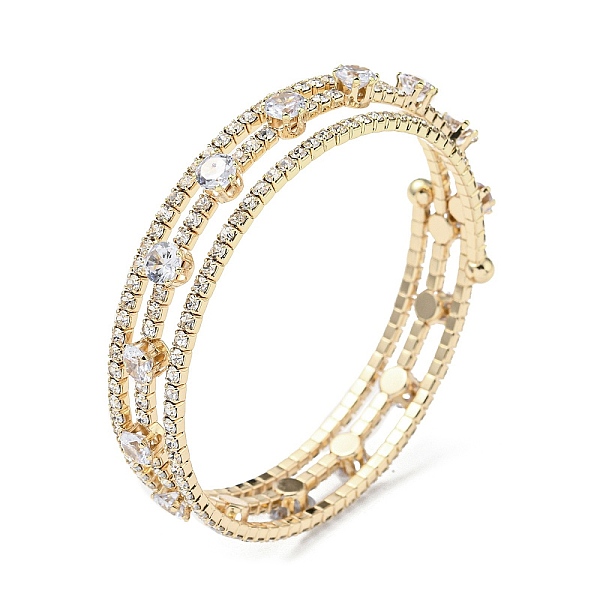 

PandaHall Fashion Brass Triple Layer Warp Bracelet, Clear Cubic Zirconia Tennis Bracelet, Golden, Inner Diameter: 2-1/8 inch(5.33cm) Cubic...