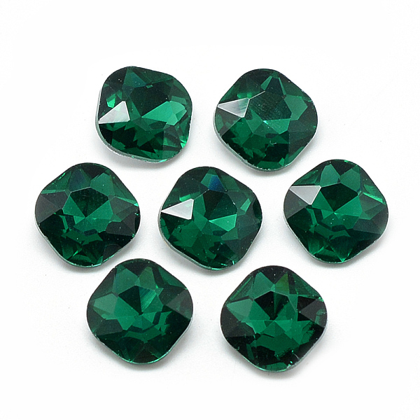 

PandaHall Pointed Back Glass Rhinestone Cabochons, Faceted, Back Plated, Square, Sea Green, 12x12x5mm Glass Rhinestone Square Green
