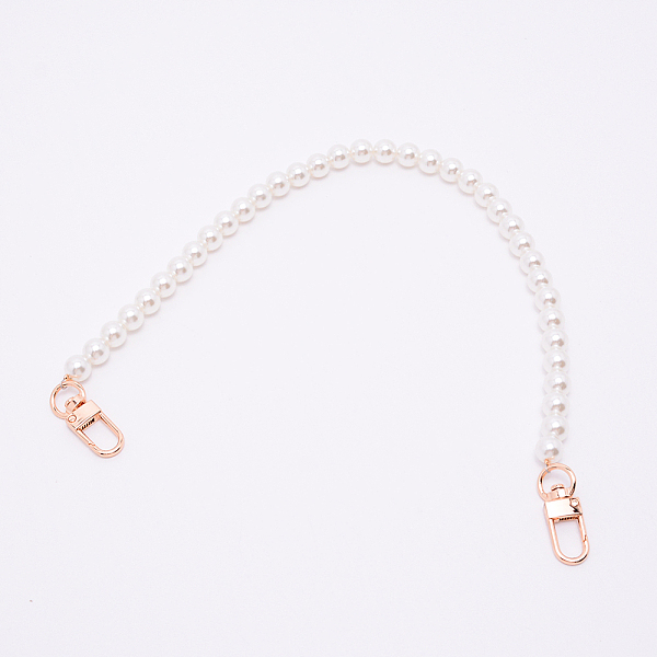 

PandaHall White Acrylic Round Beads Bag Handles, with Zinc Alloy Swivel Clasps and Steel Wire, for Bag Replacement Accessories, Light Gold...