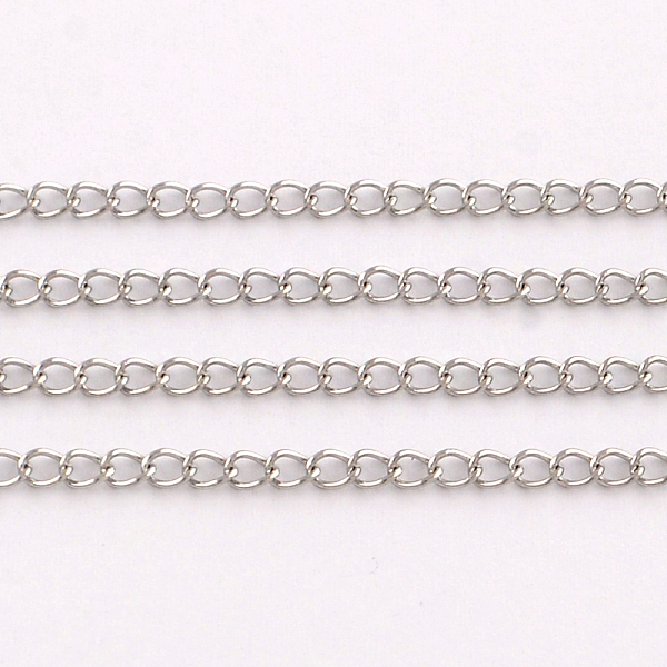 

PandaHall 304 Stainless Steel Curb Chains, Twisted Chains, with Spool, Soldered, Stainless Steel Color, 3x2x0.5mm, about 82.02 Feet...