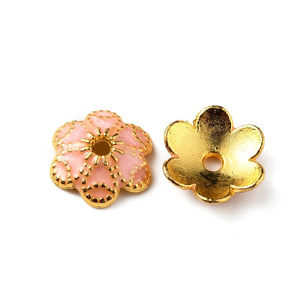 

PandaHall 6-Petal Alloy Enamel Bead Caps, Flower, Pink, 10x9x2.5mm, Hole: 1.4mm Alloy+Enamel Pink
