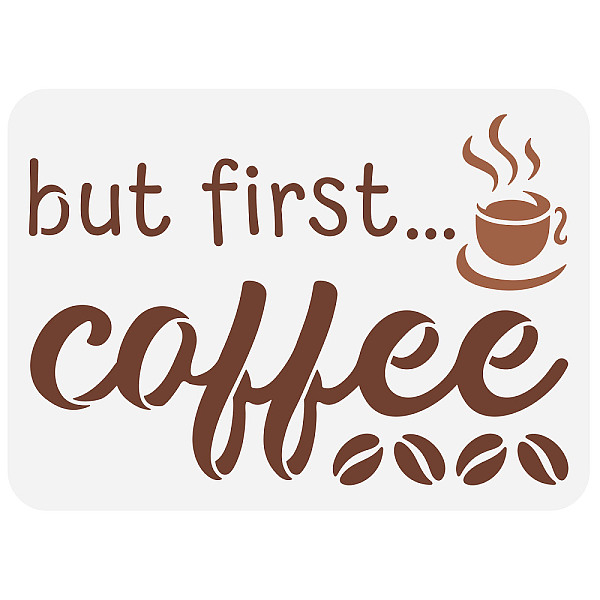 

PandaHall FINGERINSPIRE But First Coffee Script Stencil 11.7x8.3 inch Hollow Out Coffee Cup Drawing Stencil Reusable Plastic Coffee Beans...
