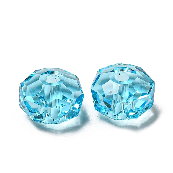 

PandaHall Transparent Glass Beads, Faceted, Rondelle, Aquamarine, 6x4mm, Hole: 1.2mm Glass Rondelle Cyan