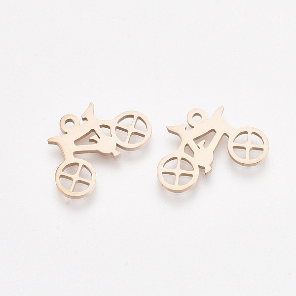 

PandaHall 201 Stainless Steel Pendants, Bicycle, Rose Gold, 12x18x1mm, Hole: 1.2mm 201 Stainless Steel Vehicle